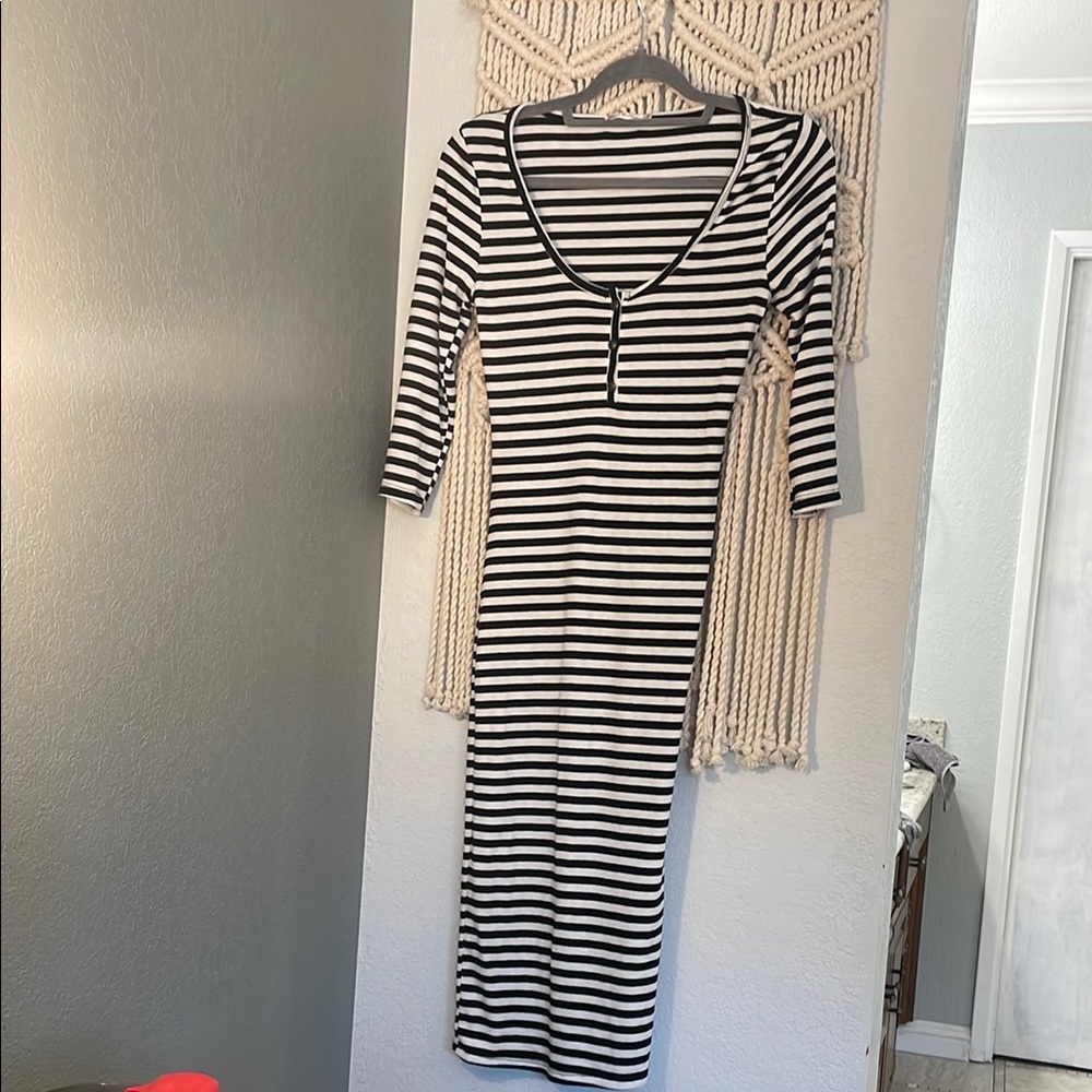 Black and White Striped Dress